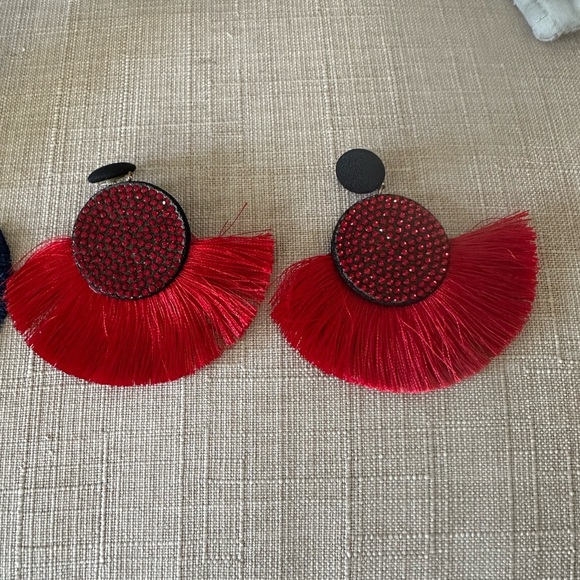 Elegant Red Tassel Earrings - Picture 3 of 3
